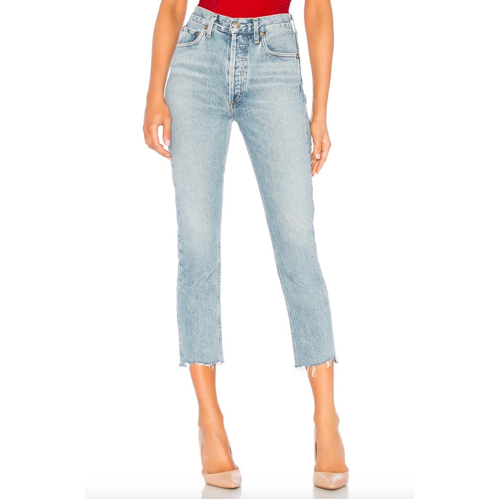 AGOLDE Riley High Rise Straight Crop Jeans in Zephyr A056D-811